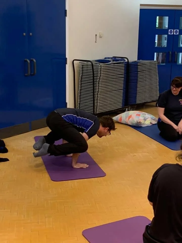 Yoga and mindfulness lesson delivered to pupils to support focus and emotional regulation in Atherton