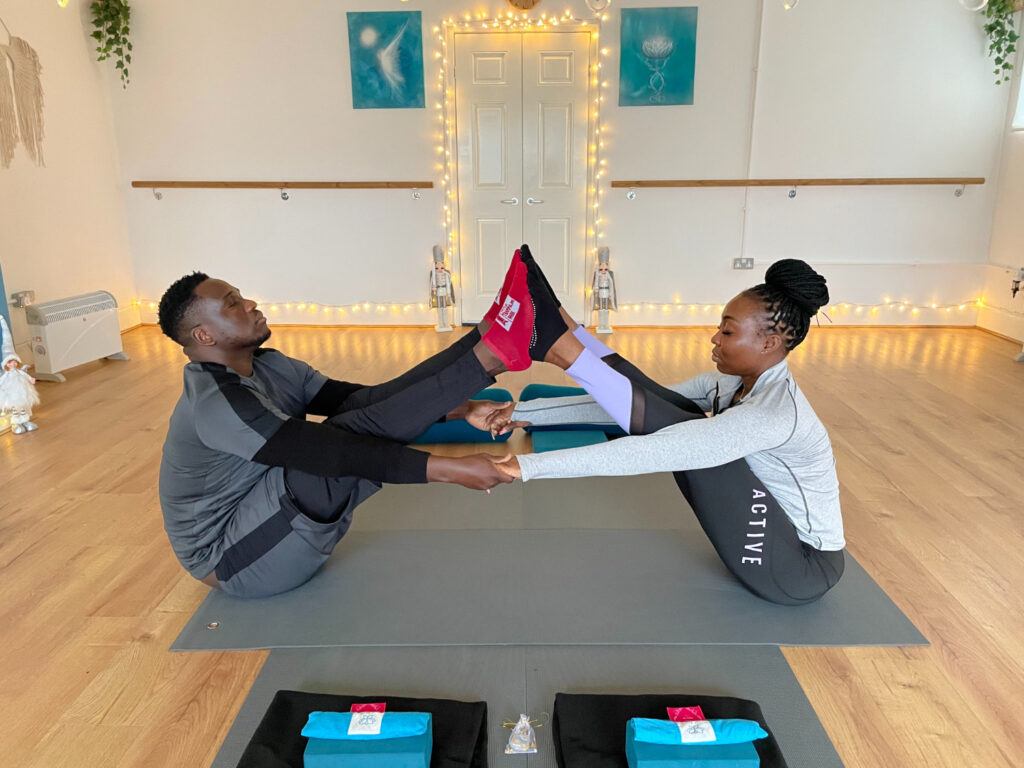 IMG_9016 Yoga partner stretch session for couples at Toni Marie Yoga Studio